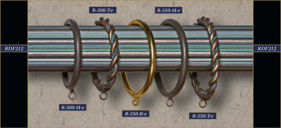 Wrought iron fluted curtain rod and ring options